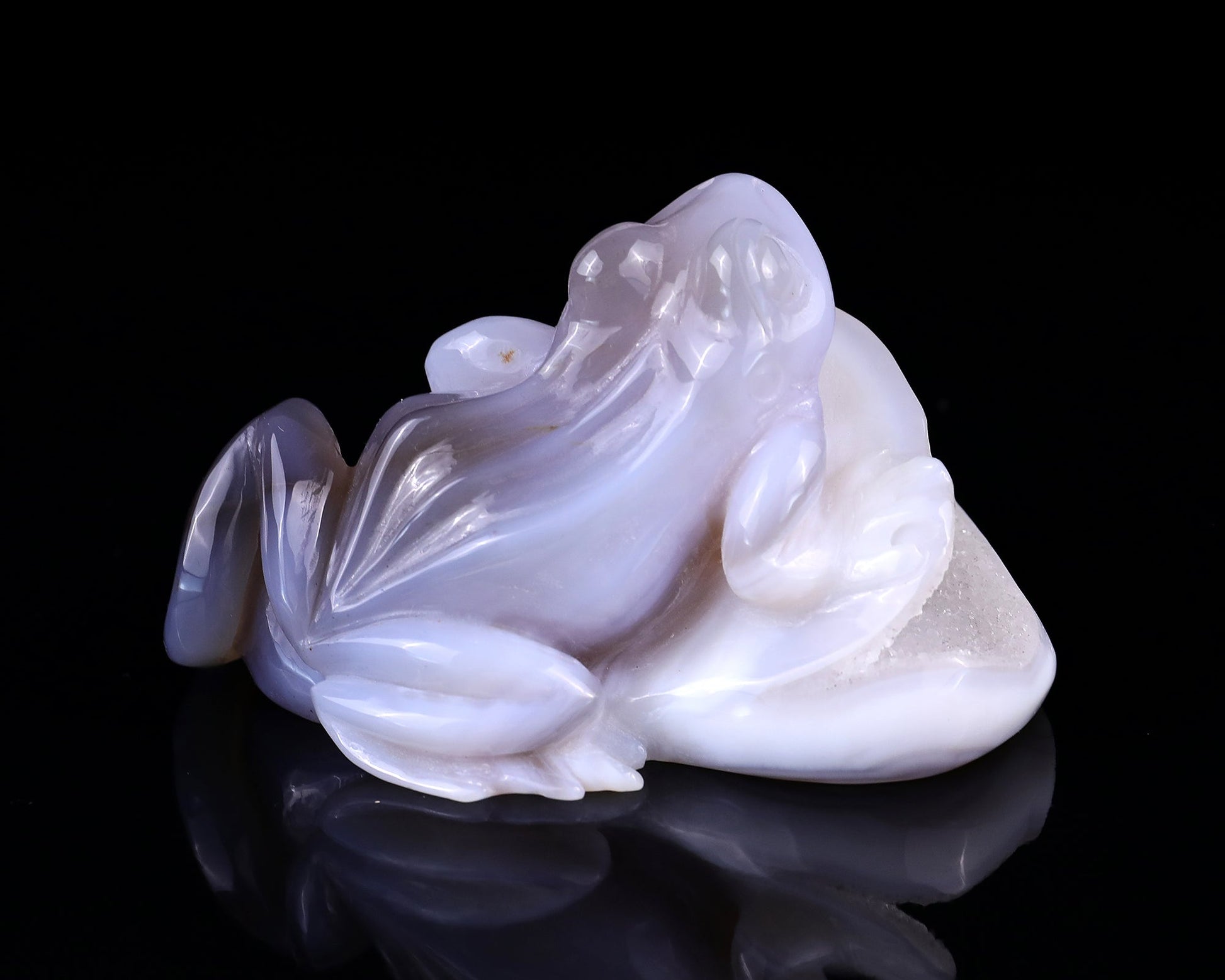Nicedony 4.1" Geode Agate Hand Carved Crystal Frog Sculpture - View 2