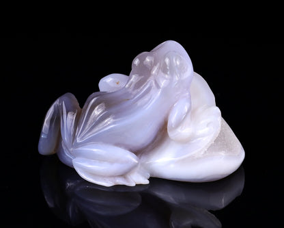Nicedony 4.1" Geode Agate Hand Carved Crystal Frog Sculpture - View 2