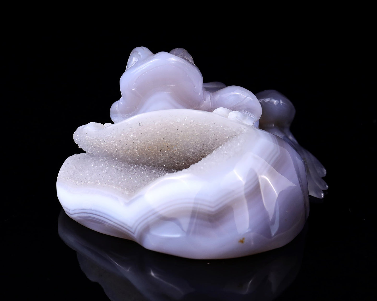 Nicedony 4.1" Geode Agate Hand Carved Crystal Frog Sculpture - View 6