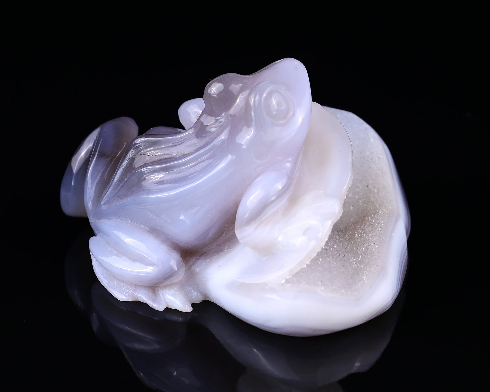 Nicedony 4.1" Geode Agate Hand Carved Crystal Frog Sculpture - View 7