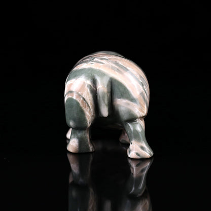 Nicedony 4.1" Jiulong Jade Hand Carved Crystal Hippo Sculpture - View 5