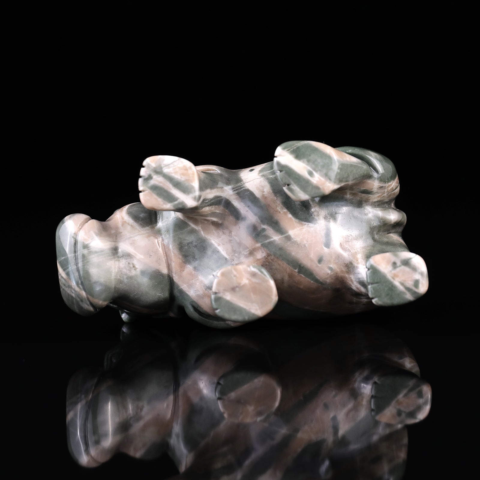 Nicedony 4.1" Jiulong Jade Hand Carved Crystal Hippo Sculpture - View 6
