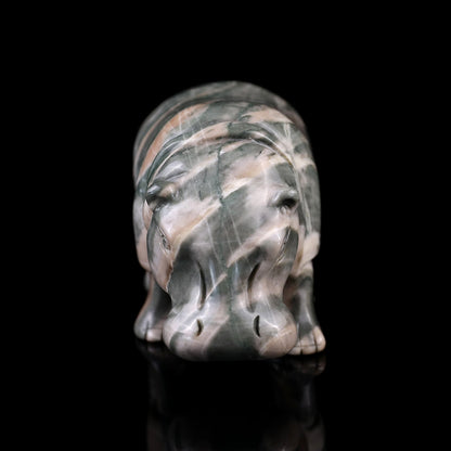 Nicedony 4.1" Jiulong Jade Hand Carved Crystal Hippo Sculpture - View 9