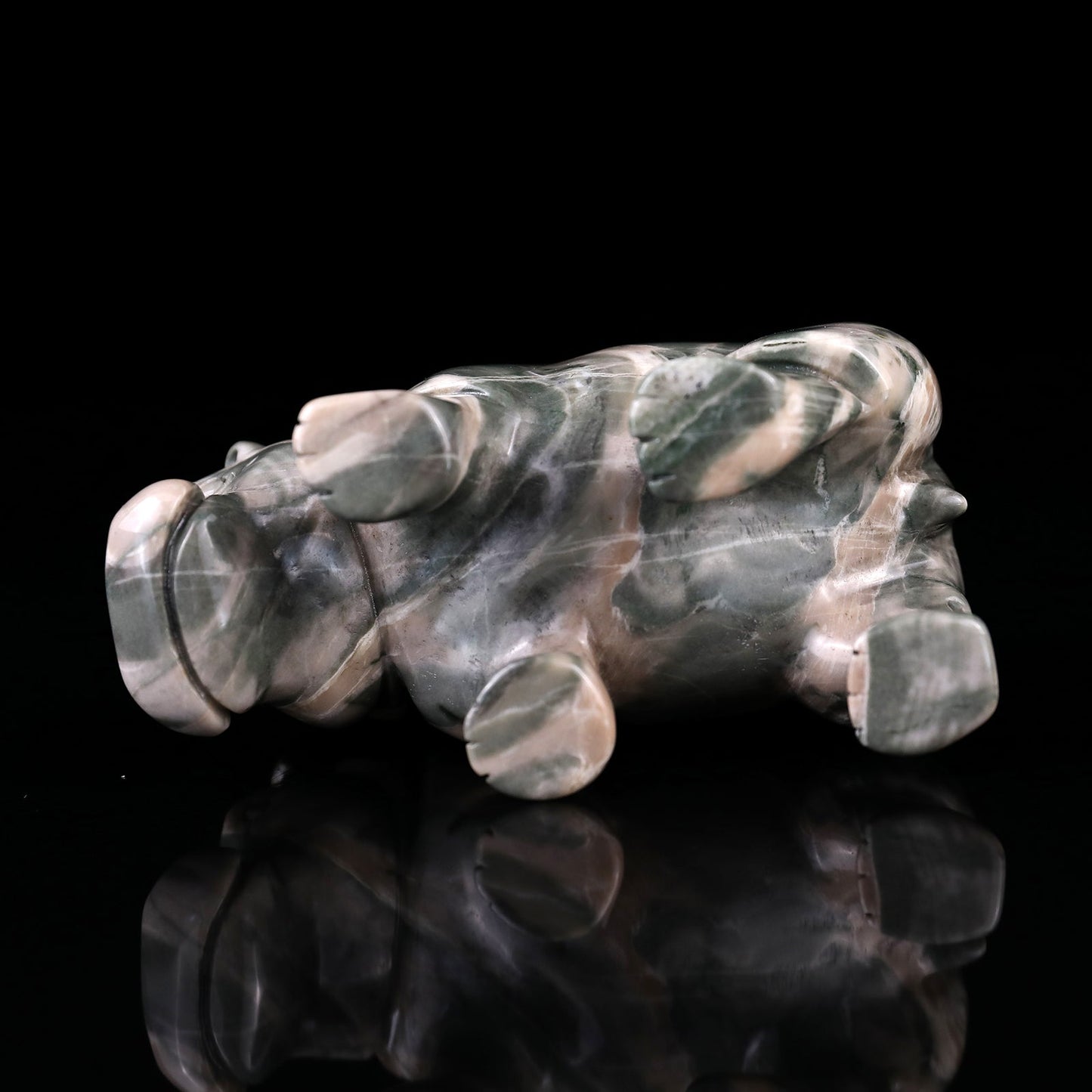 Nicedony 4.1" Jiulong Jade Hand Carved Crystal Hippo Sculpture - View 13