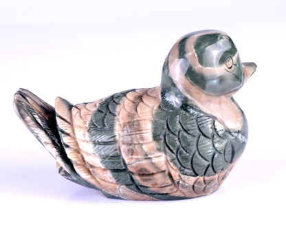 Nicedony 4.1" Jiulong Jade Hand Carved Mandarin Duck Sculpture - View 3