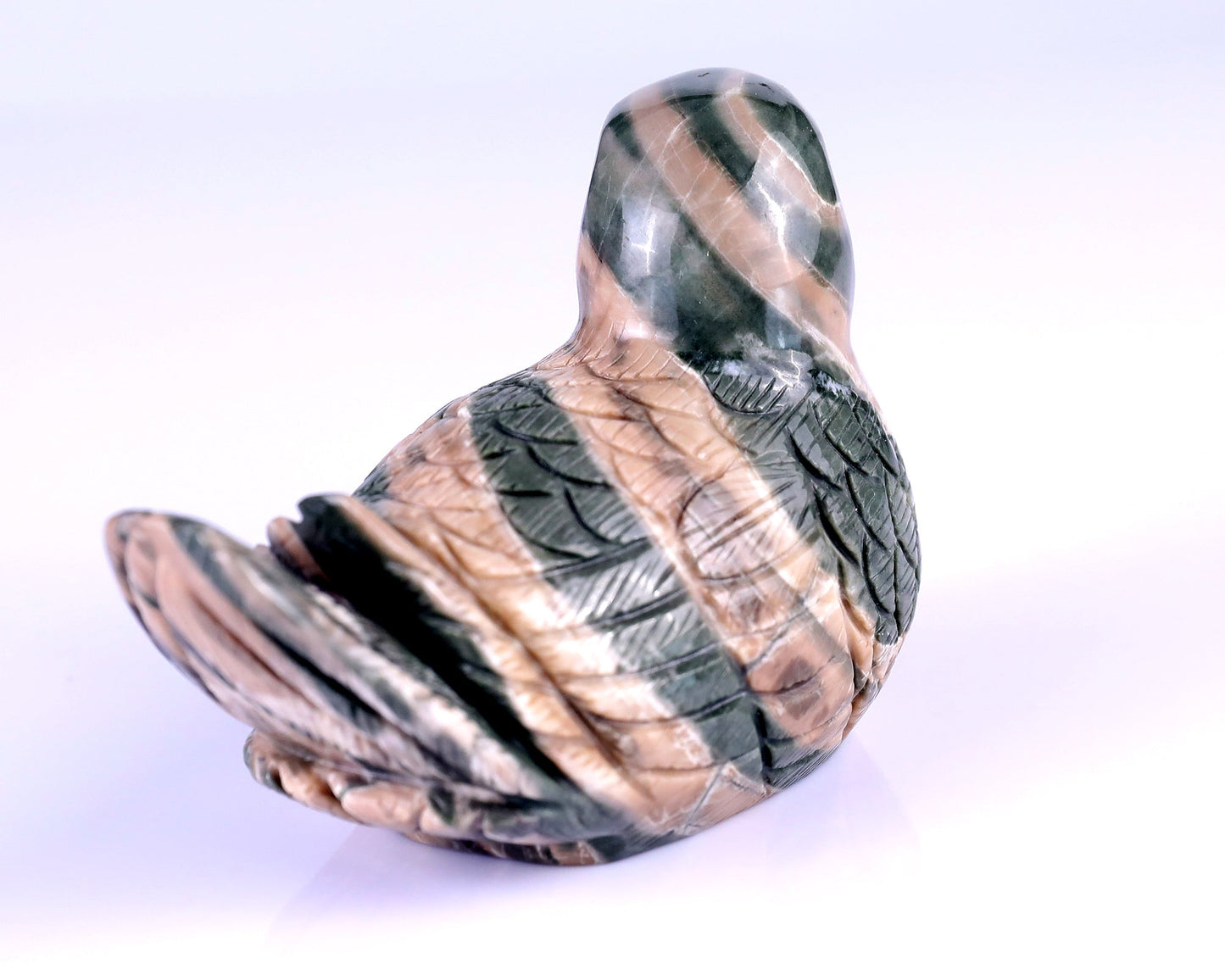 Nicedony 4.1" Jiulong Jade Hand Carved Mandarin Duck Sculpture - View 4