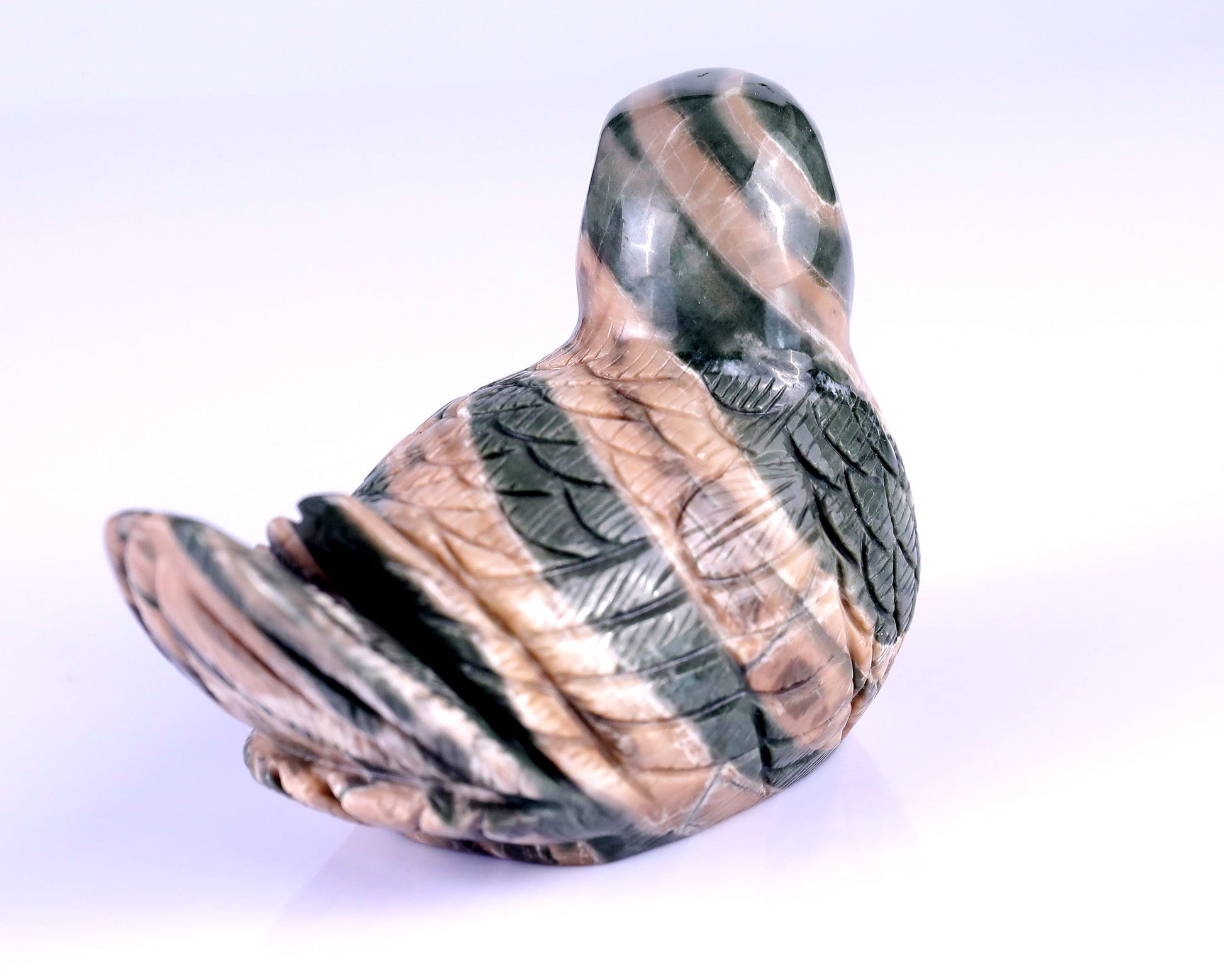 Nicedony 4.1" Jiulong Jade Hand Carved Mandarin Duck Sculpture - View 4