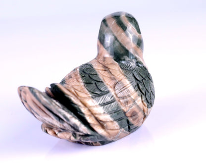 Nicedony 4.1" Jiulong Jade Hand Carved Mandarin Duck Sculpture - View 4