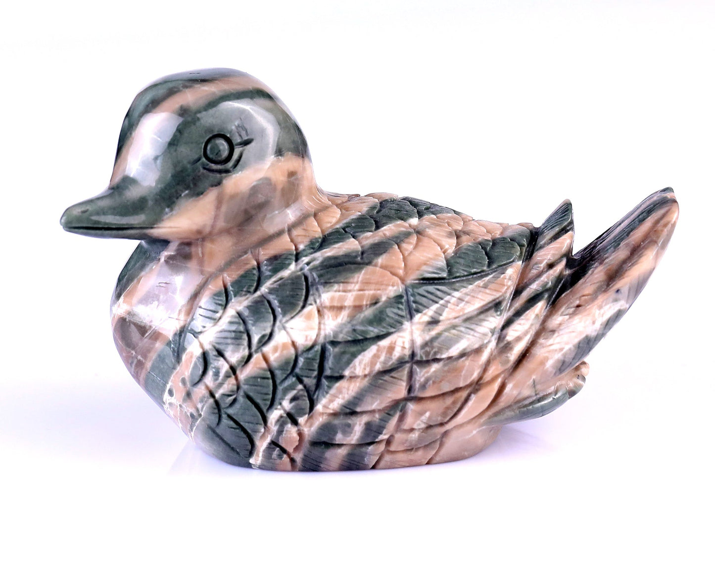 Nicedony 4.1" Jiulong Jade Hand Carved Mandarin Duck Sculpture - View 6