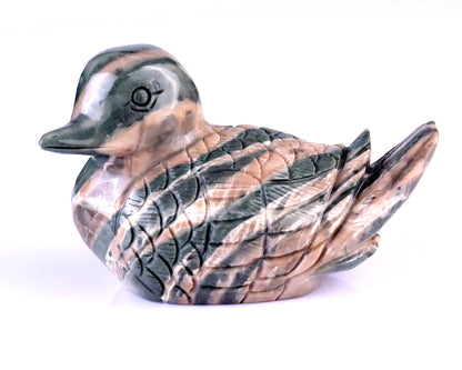 Nicedony 4.1" Jiulong Jade Hand Carved Mandarin Duck Sculpture - View 6