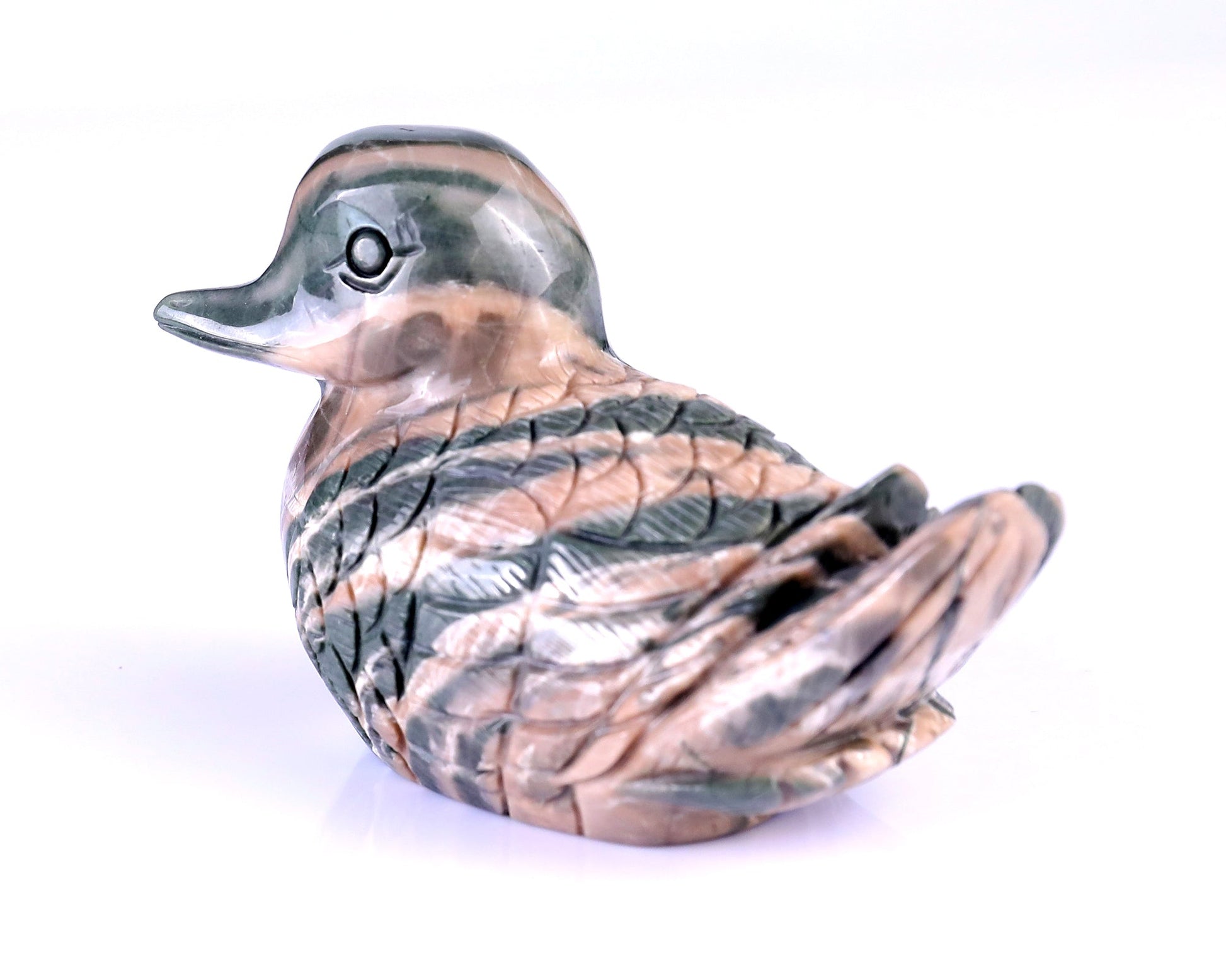 Nicedony 4.1" Jiulong Jade Hand Carved Mandarin Duck Sculpture - View 9