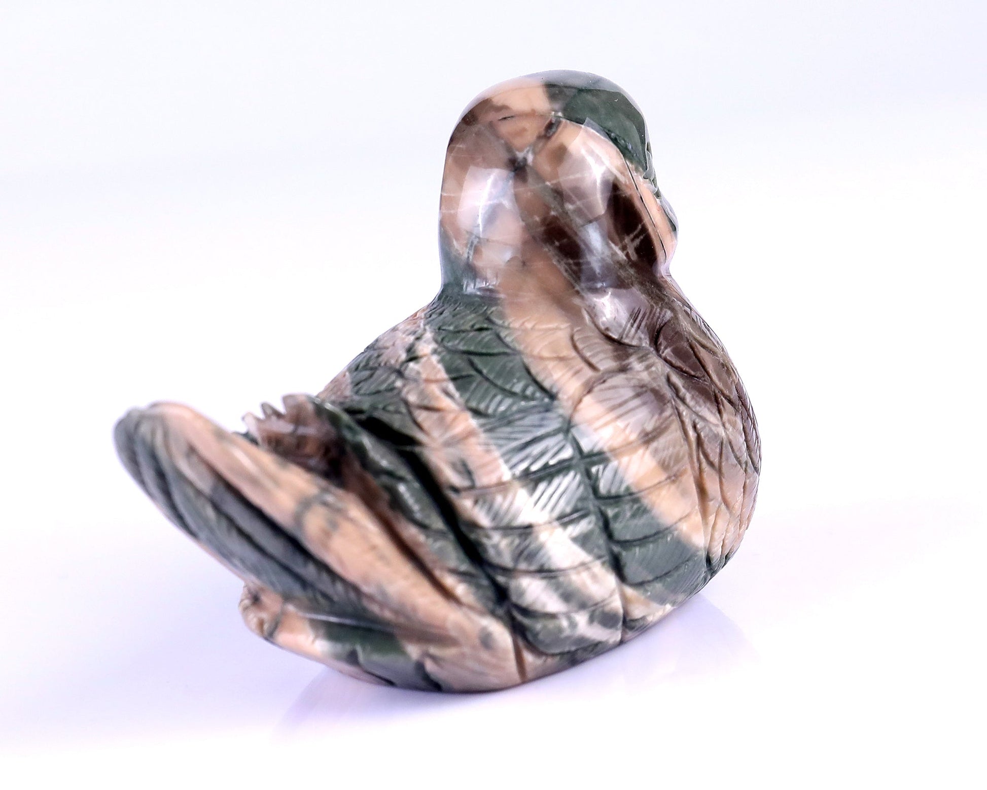 Nicedony 4.1" Jiulong Jade Hand Carved Mandarin Duck Sculpture - View 13