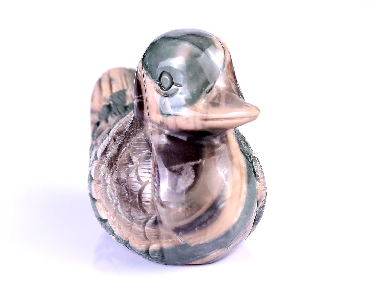 Nicedony 4.1" Jiulong Jade Hand Carved Mandarin Duck Sculpture - View 11