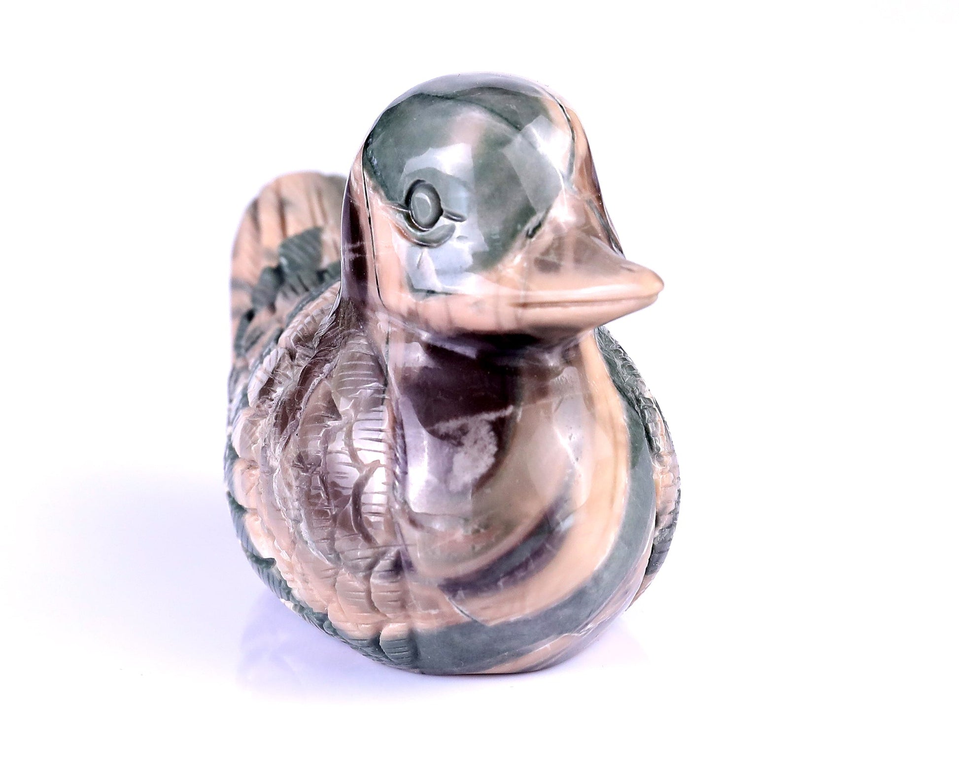 Nicedony 4.1" Jiulong Jade Hand Carved Mandarin Duck Sculpture - View 11