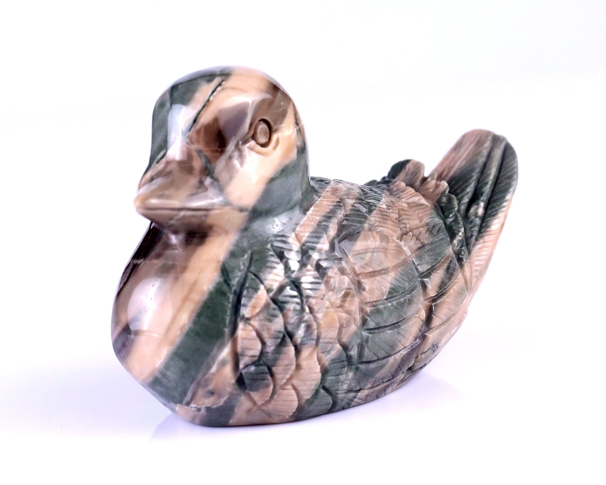Nicedony 4.1" Jiulong Jade Hand Carved Mandarin Duck Sculpture - View 18