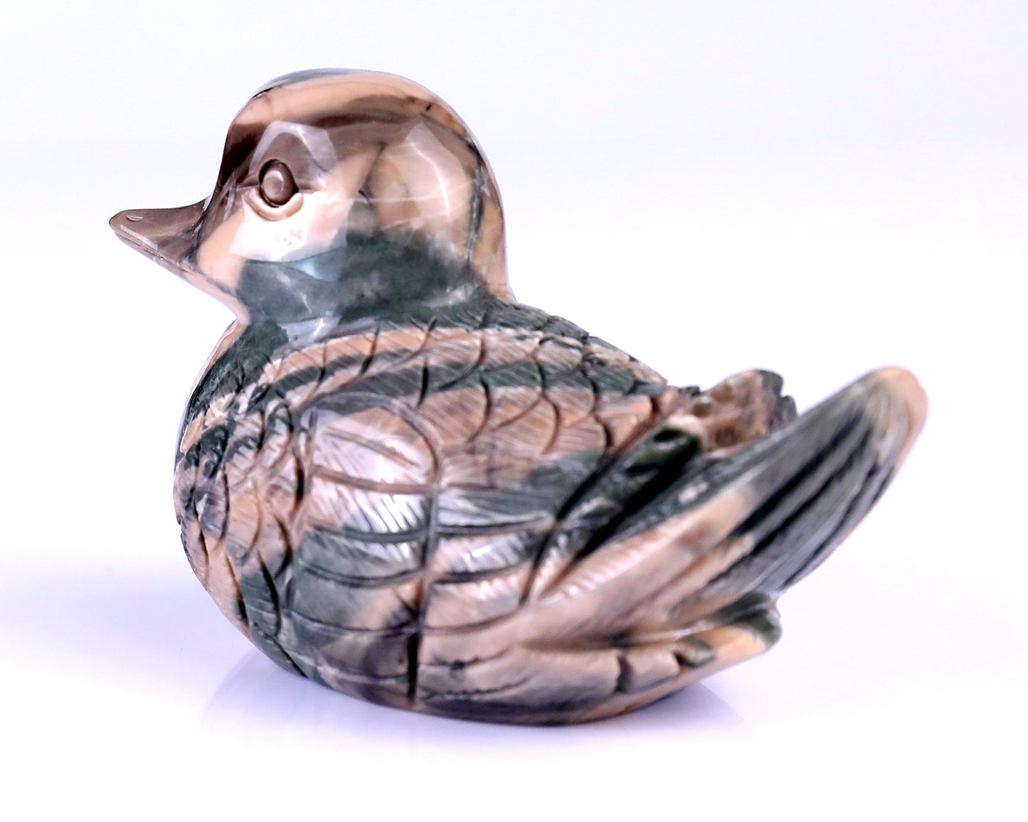 Nicedony 4.1" Jiulong Jade Hand Carved Mandarin Duck Sculpture - View 15