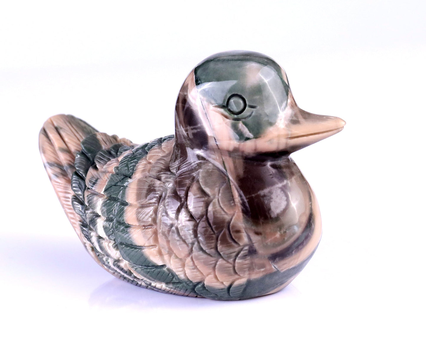 Nicedony 4.1" Jiulong Jade Hand Carved Mandarin Duck Sculpture - View 10