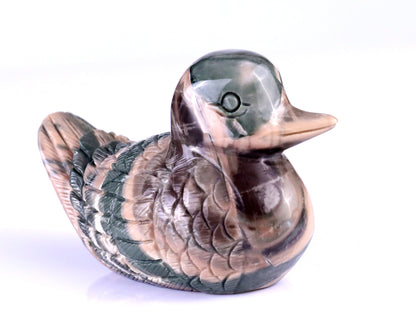 Nicedony 4.1" Jiulong Jade Hand Carved Mandarin Duck Sculpture - View 10