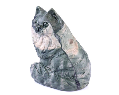 Nicedony 4.1" Jiulong Jade Hand Carved Crystal Persian Cat Sculpture - View 7