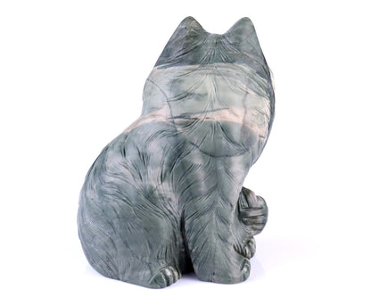 Nicedony 4.1" Jiulong Jade Hand Carved Crystal Persian Cat Sculpture - View 5