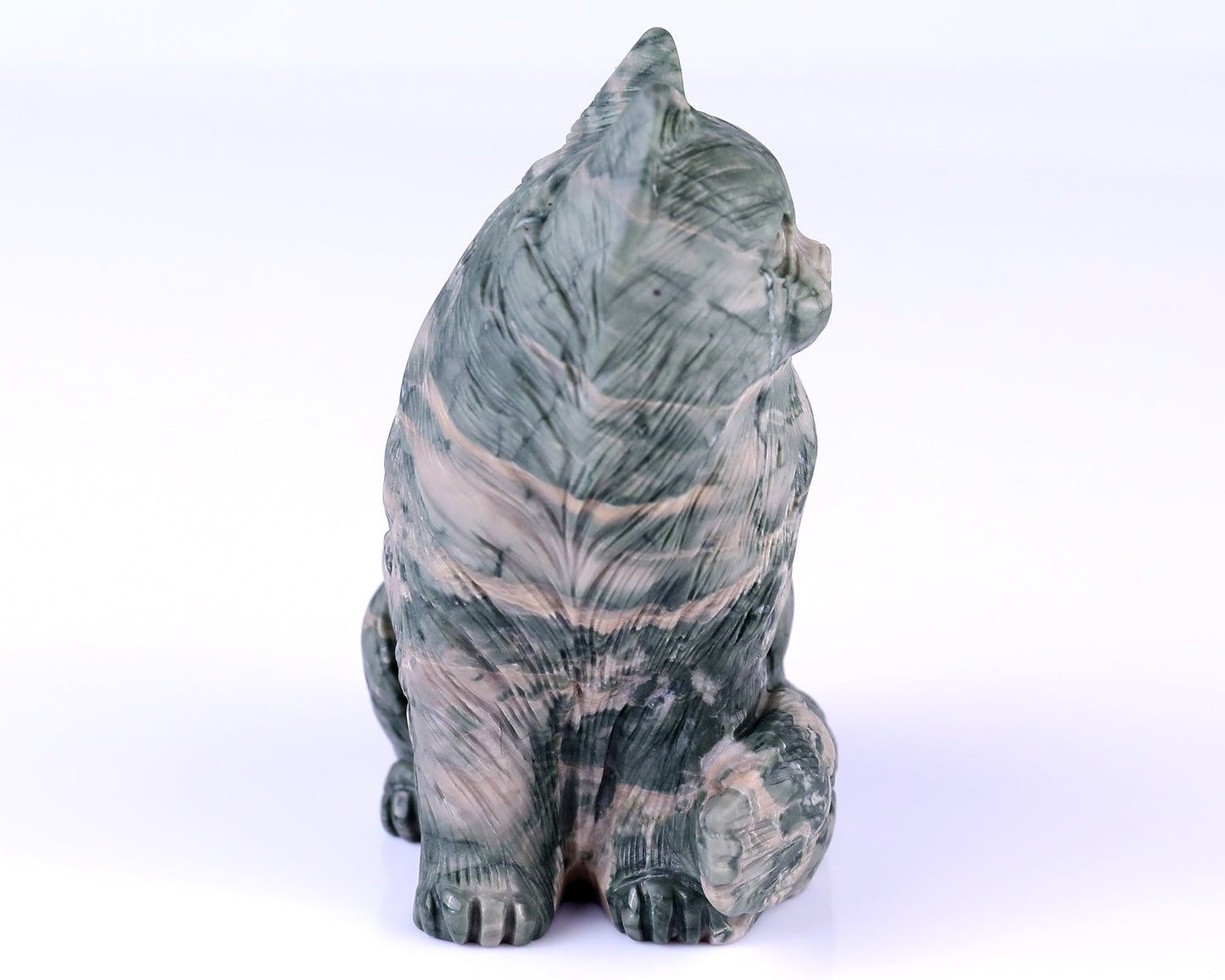 Nicedony 4.1" Jiulong Jade Hand Carved Crystal Persian Cat Sculpture - View 10