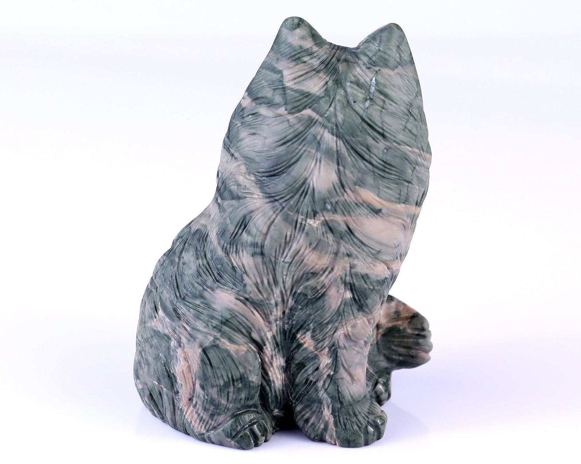 Nicedony 4.1" Jiulong Jade Hand Carved Crystal Persian Cat Sculpture - View 11