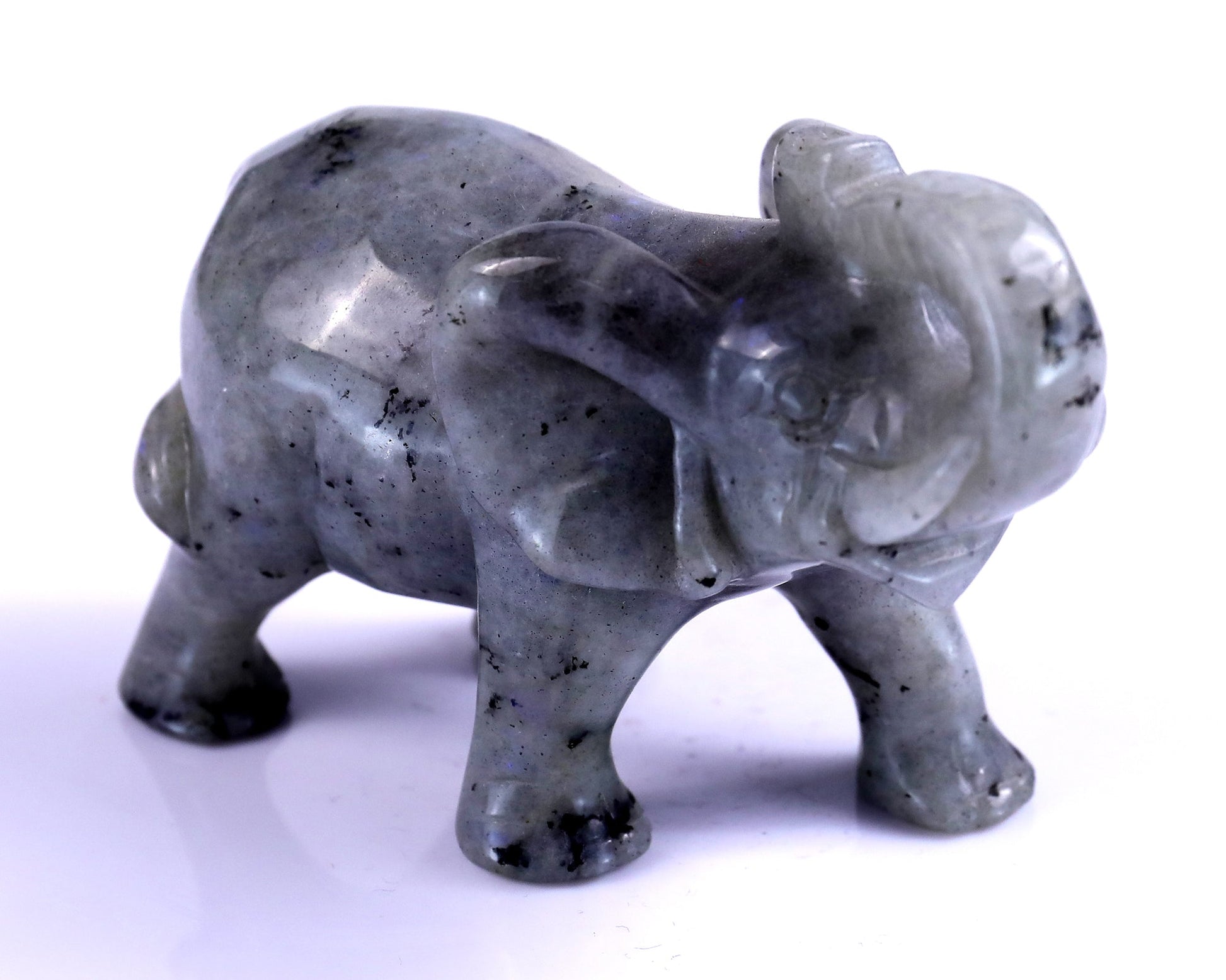 Nicedony 4.1" Labradorite Hand Carved Crystal Elephant Sculpture