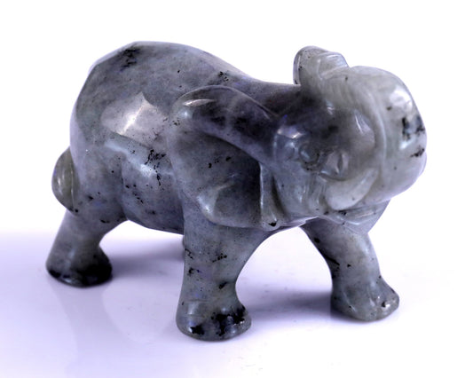 Nicedony 4.1" Labradorite Hand Carved Crystal Elephant Sculpture