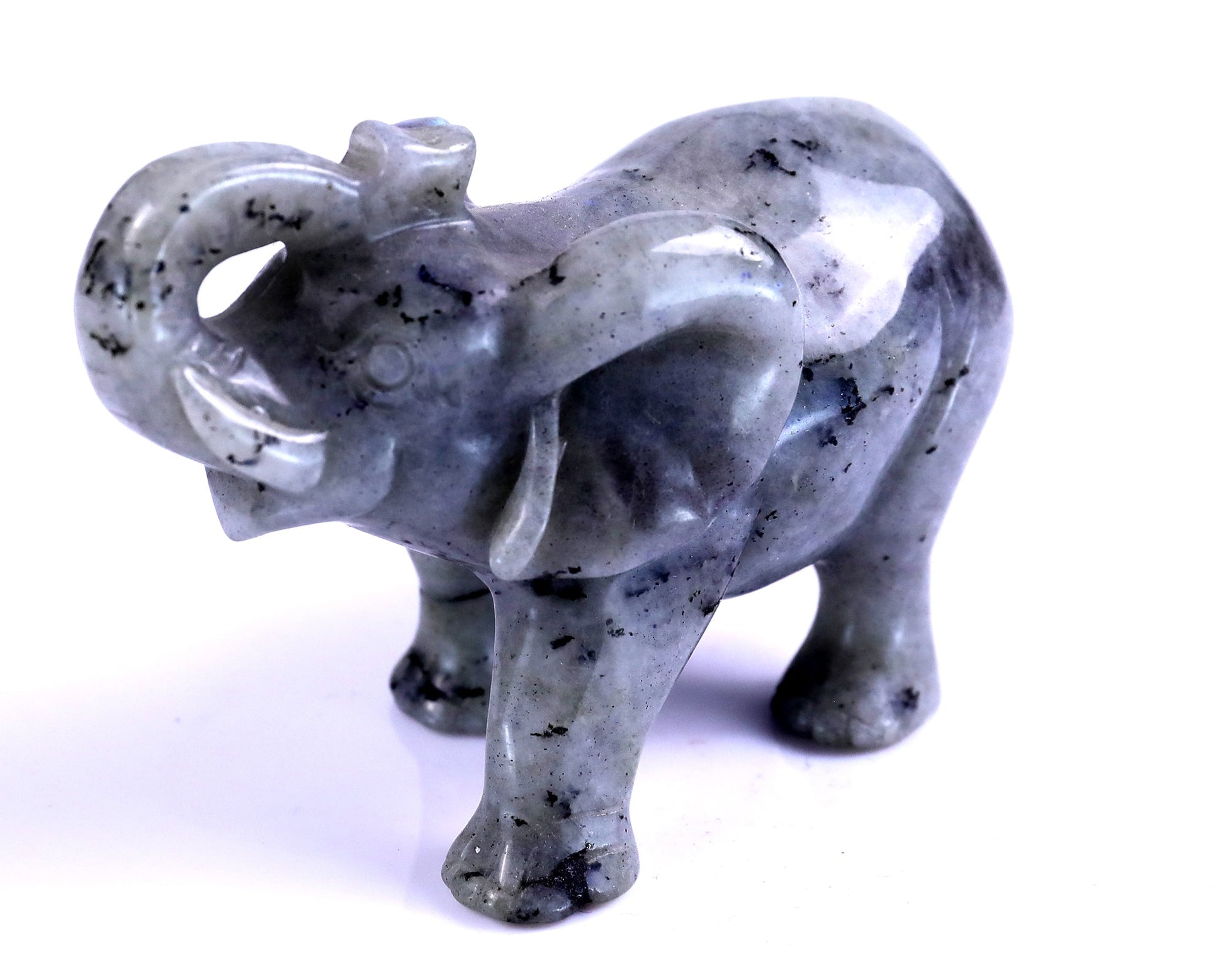 Nicedony 4.1" Labradorite Hand Carved Crystal Elephant Sculpture - View 9