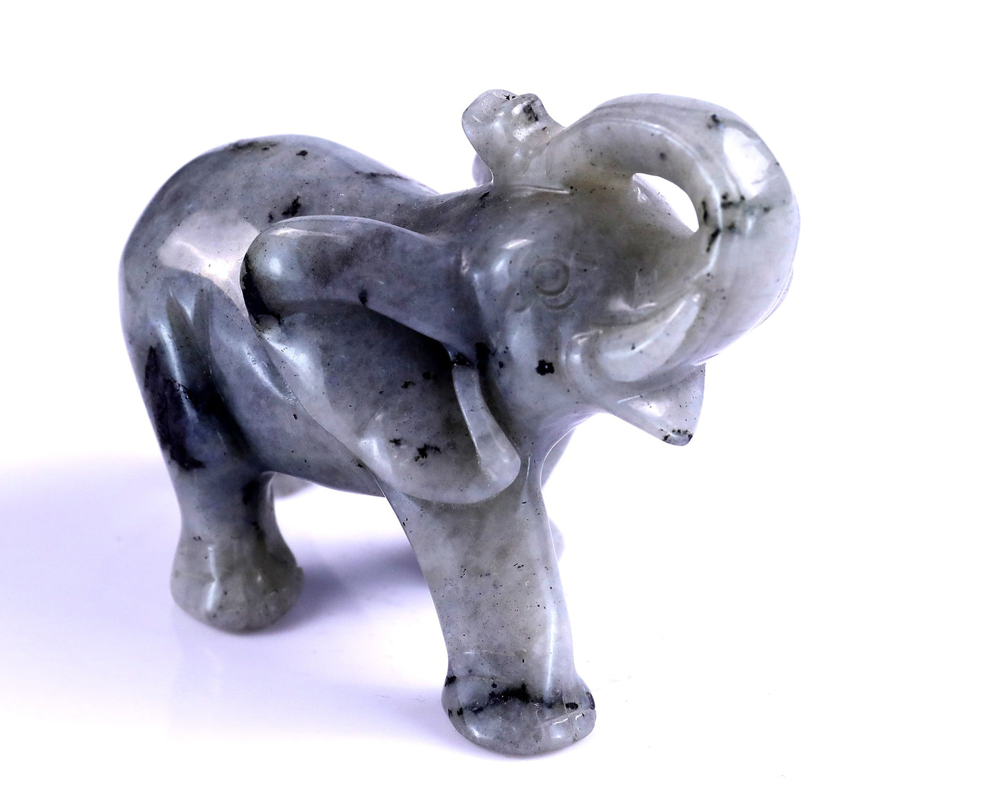Nicedony 4.1" Labradorite Hand Carved Crystal Elephant Sculpture