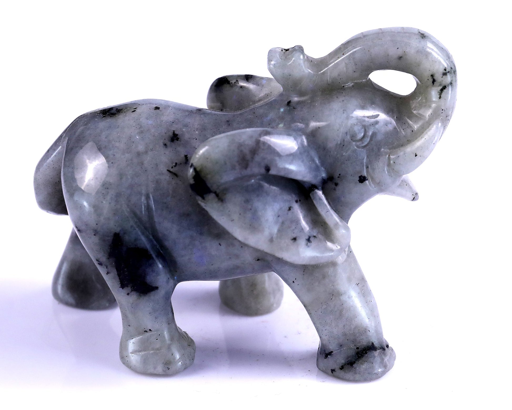 Nicedony 4.1" Labradorite Hand Carved Crystal Elephant Sculpture - View 3