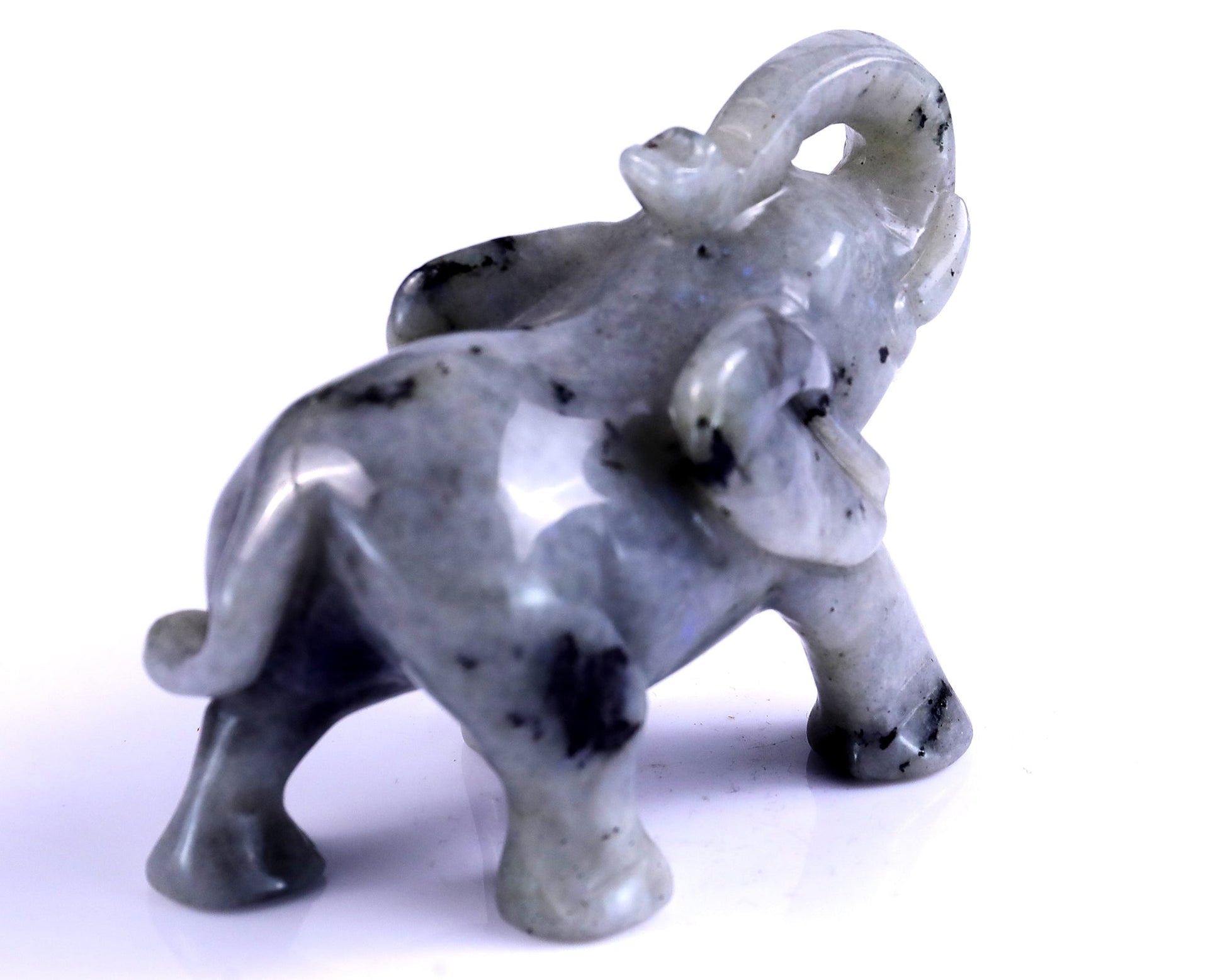 Nicedony 4.1" Labradorite Hand Carved Crystal Elephant Sculpture - View 4