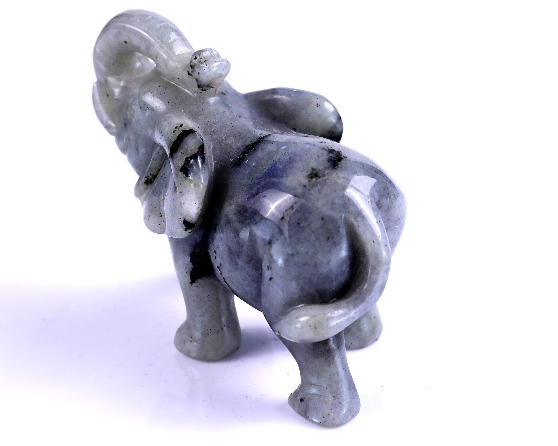 Nicedony 4.1" Labradorite Hand Carved Crystal Elephant Sculpture - View 6