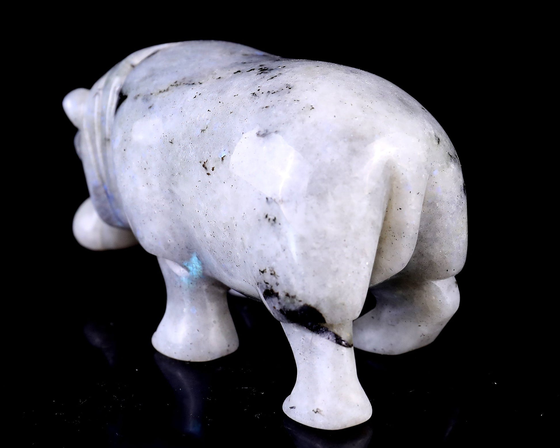 Nicedony 4.1" Labradorite Hand Carved Crystal Hippo Sculpture - View 6