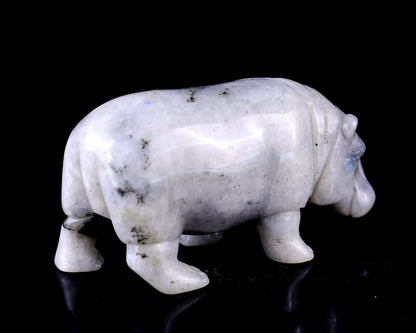 Nicedony 4.1" Labradorite Hand Carved Crystal Hippo Sculpture - View 4