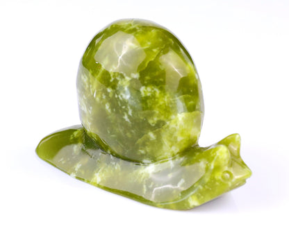 Nicedony 4.1" New Jade Hand Carved Crystal Snail Sculpture - #4100029
