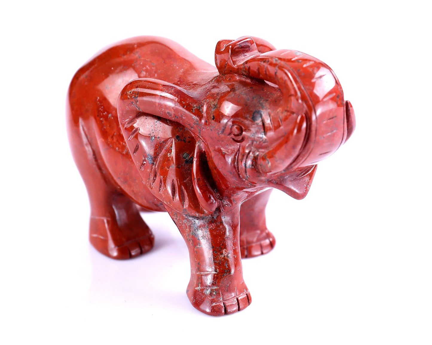 Nicedony 4.1" Red Jasper Hand Carved Crystal Elephant Sculpture - #3100129