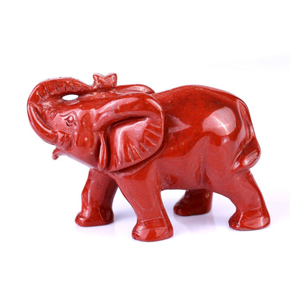 Nicedony 4.1" Red Jasper Hand Carved Crystal Elephant Sculpture - View 13