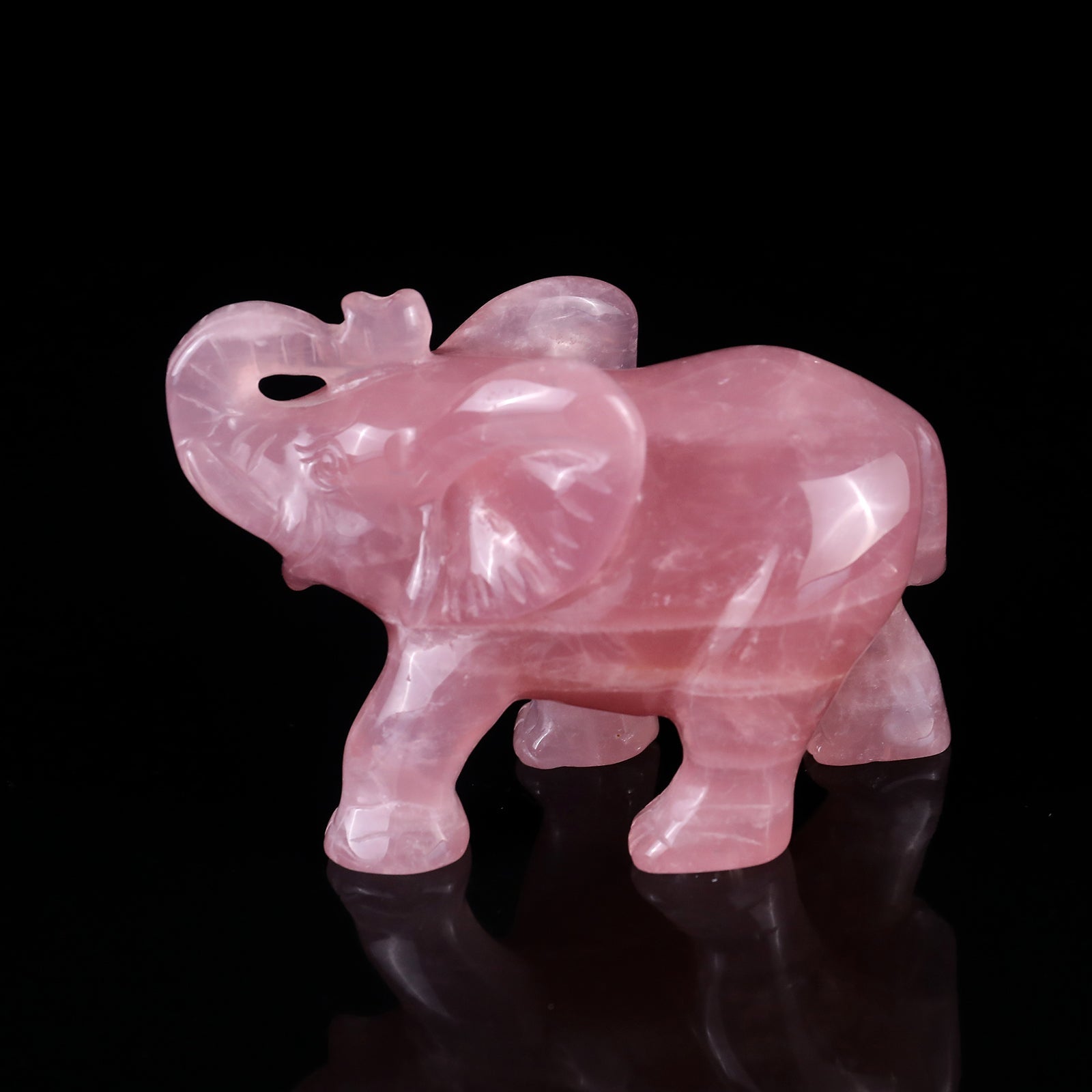 Nicedony 4.1" Rose Quartz Hand Carved Crystal Elephant Sculpture - View 4