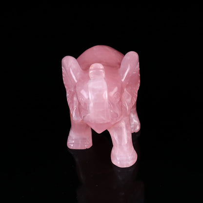 Nicedony 4.1" Rose Quartz Hand Carved Crystal Elephant Sculpture - View 2