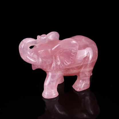 Nicedony 4.1" Rose Quartz Hand Carved Crystal Elephant Sculpture - View 7