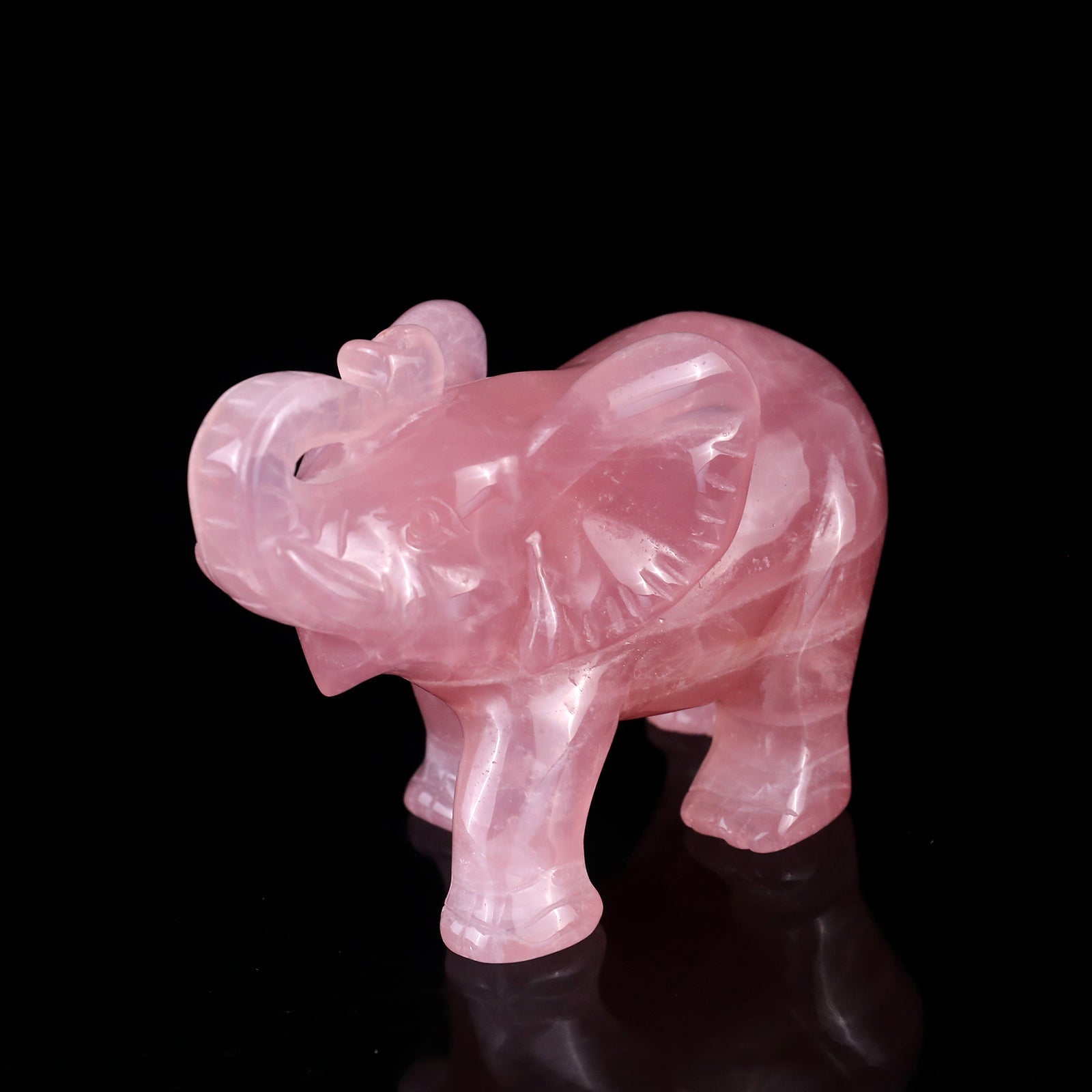 Nicedony 4.1" Rose Quartz Hand Carved Crystal Elephant Sculpture - View 8