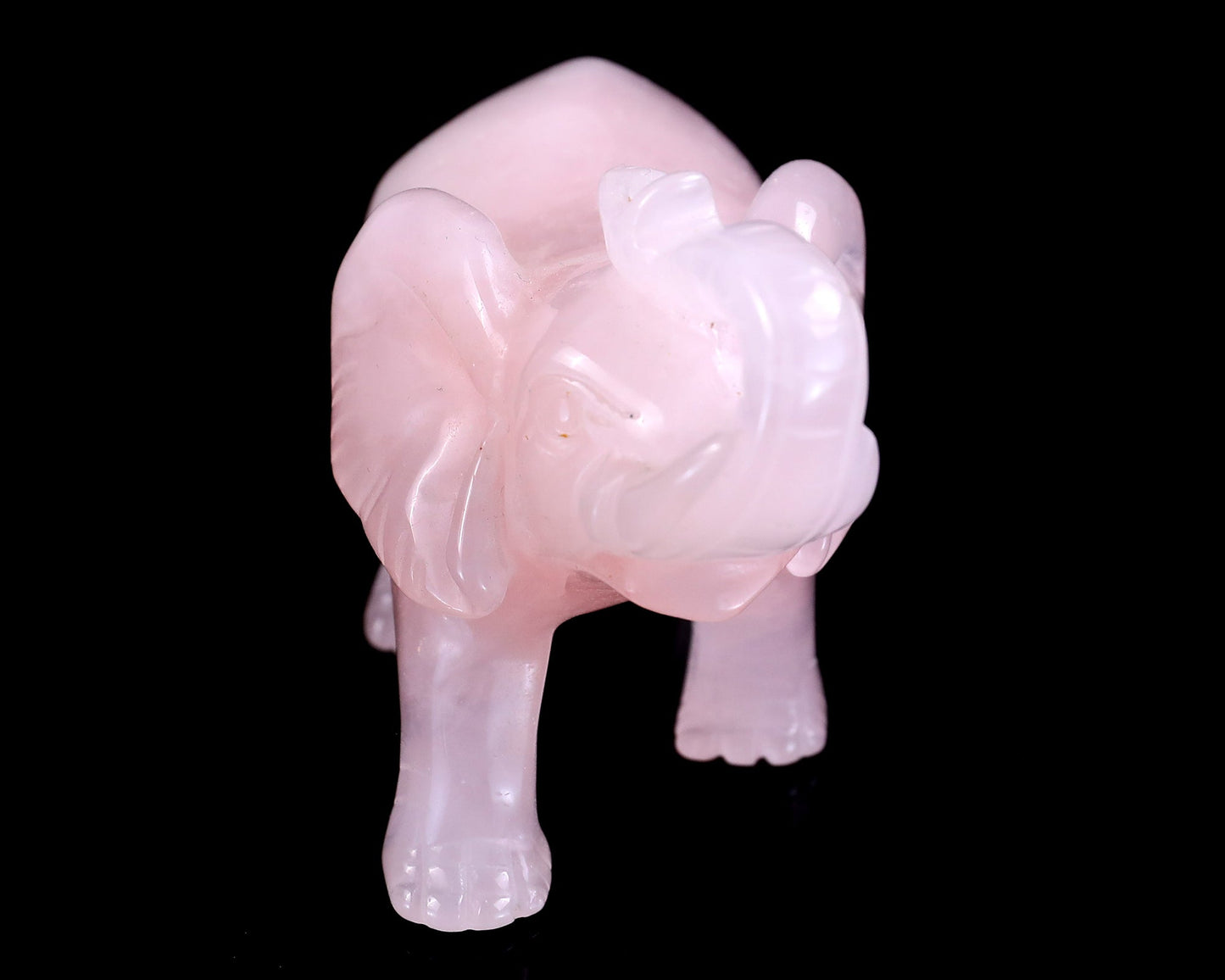 Nicedony 4.1" Rose Quartz Hand Carved Crystal Elephant Sculpture - View 2