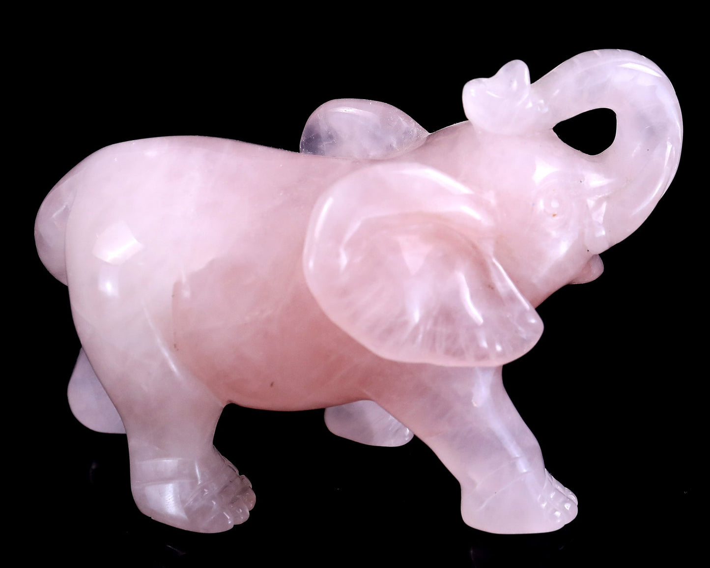Nicedony 4.1" Rose Quartz Hand Carved Crystal Elephant Sculpture - View 3