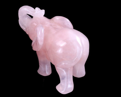 Nicedony 4.1" Rose Quartz Hand Carved Crystal Elephant Sculpture - View 6