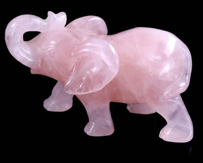 Nicedony 4.1" Rose Quartz Hand Carved Crystal Elephant Sculpture - View 7