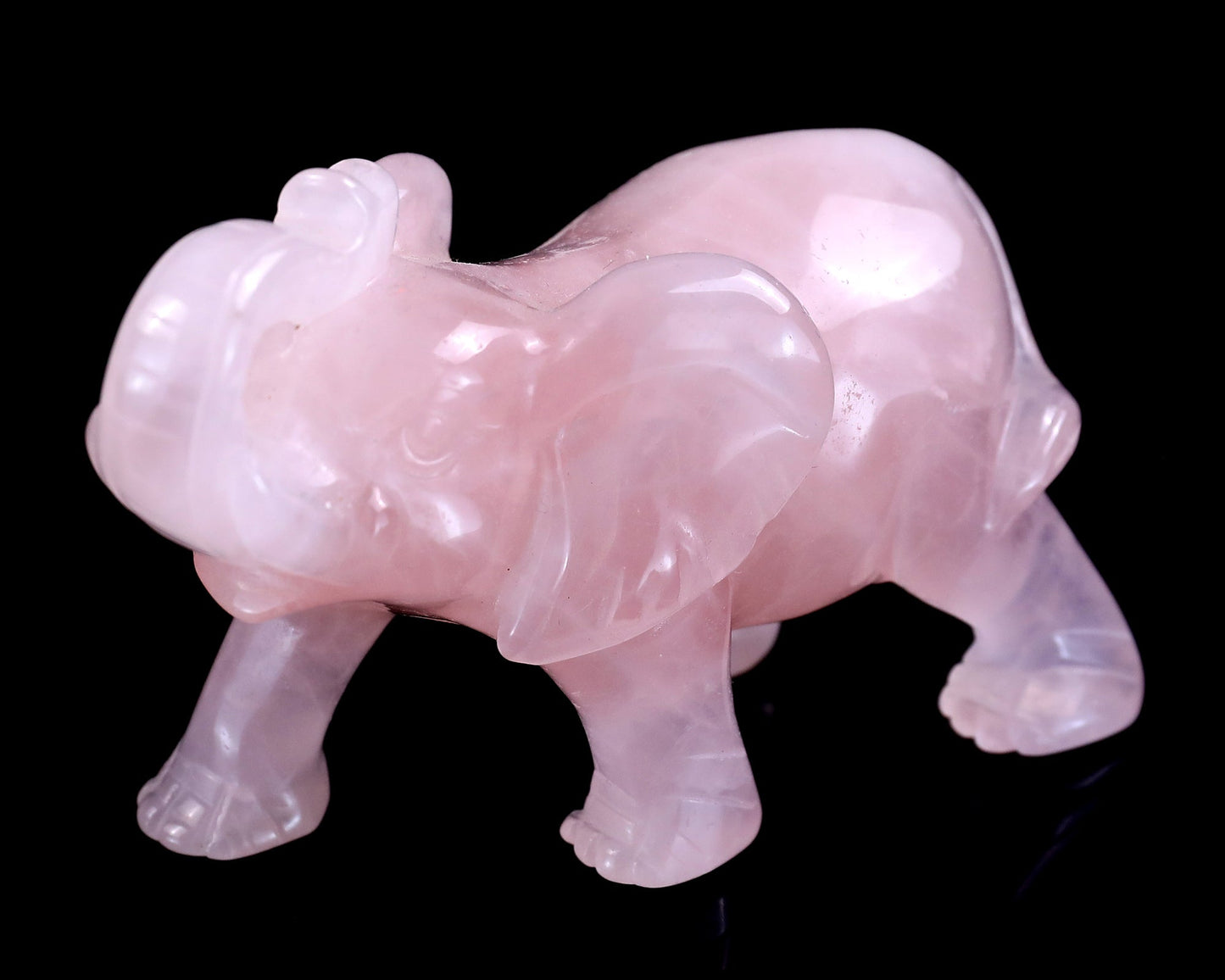 Nicedony 4.1" Rose Quartz Hand Carved Crystal Elephant Sculpture - View 9