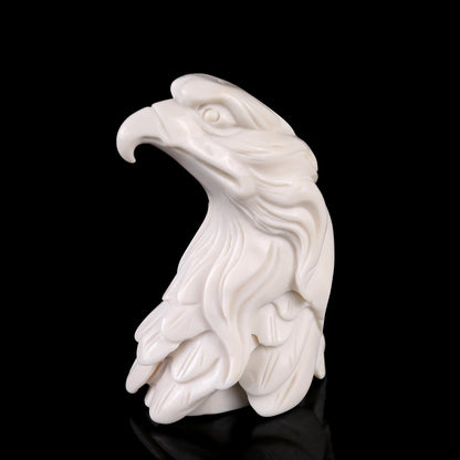 Nicedony 4.1" White Jade Hand Carved Crystal Eagle Sculpture