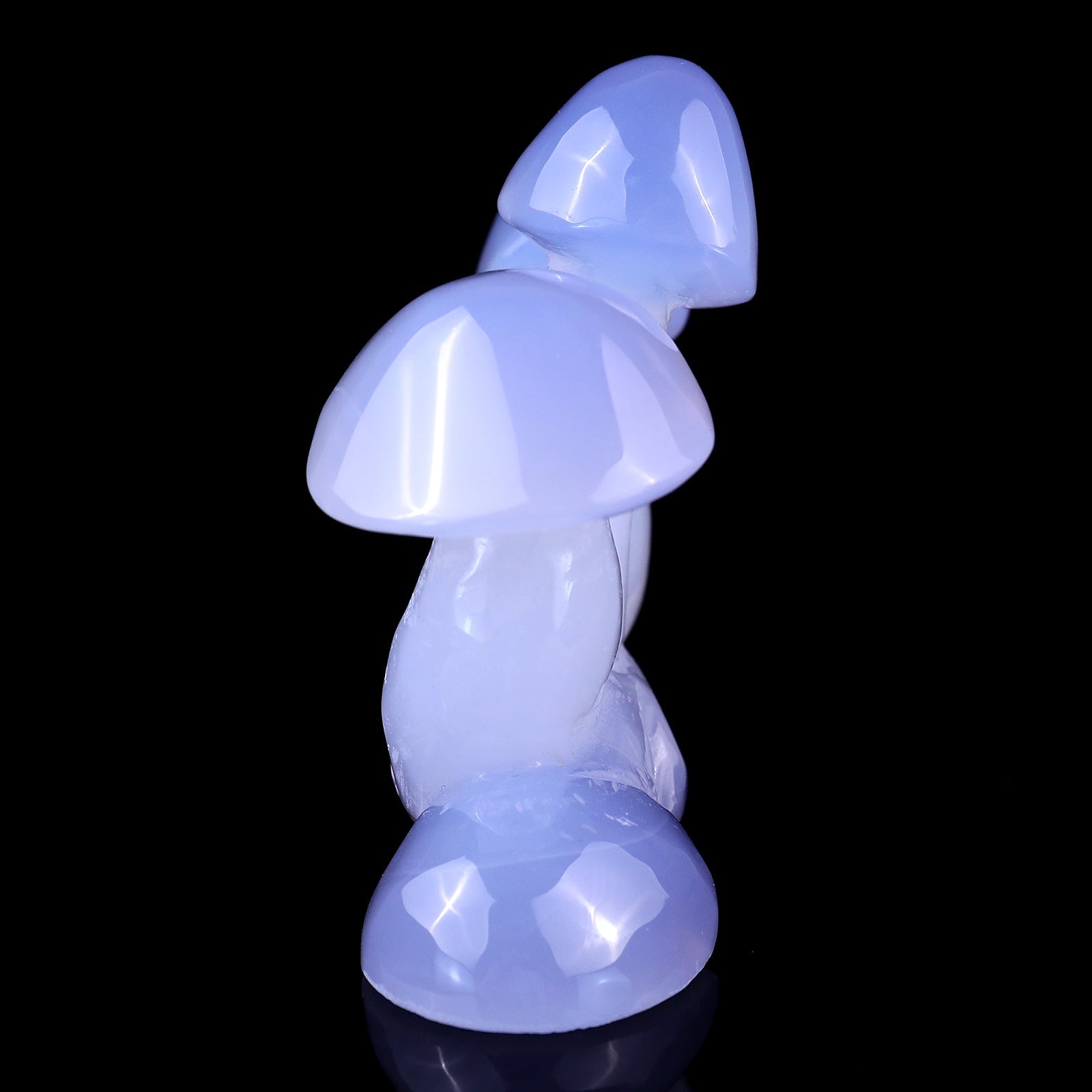 Nicedony 4.2" Blue Chalcedony Hand Carved Crystal Mushrooms Sculpture - View 10