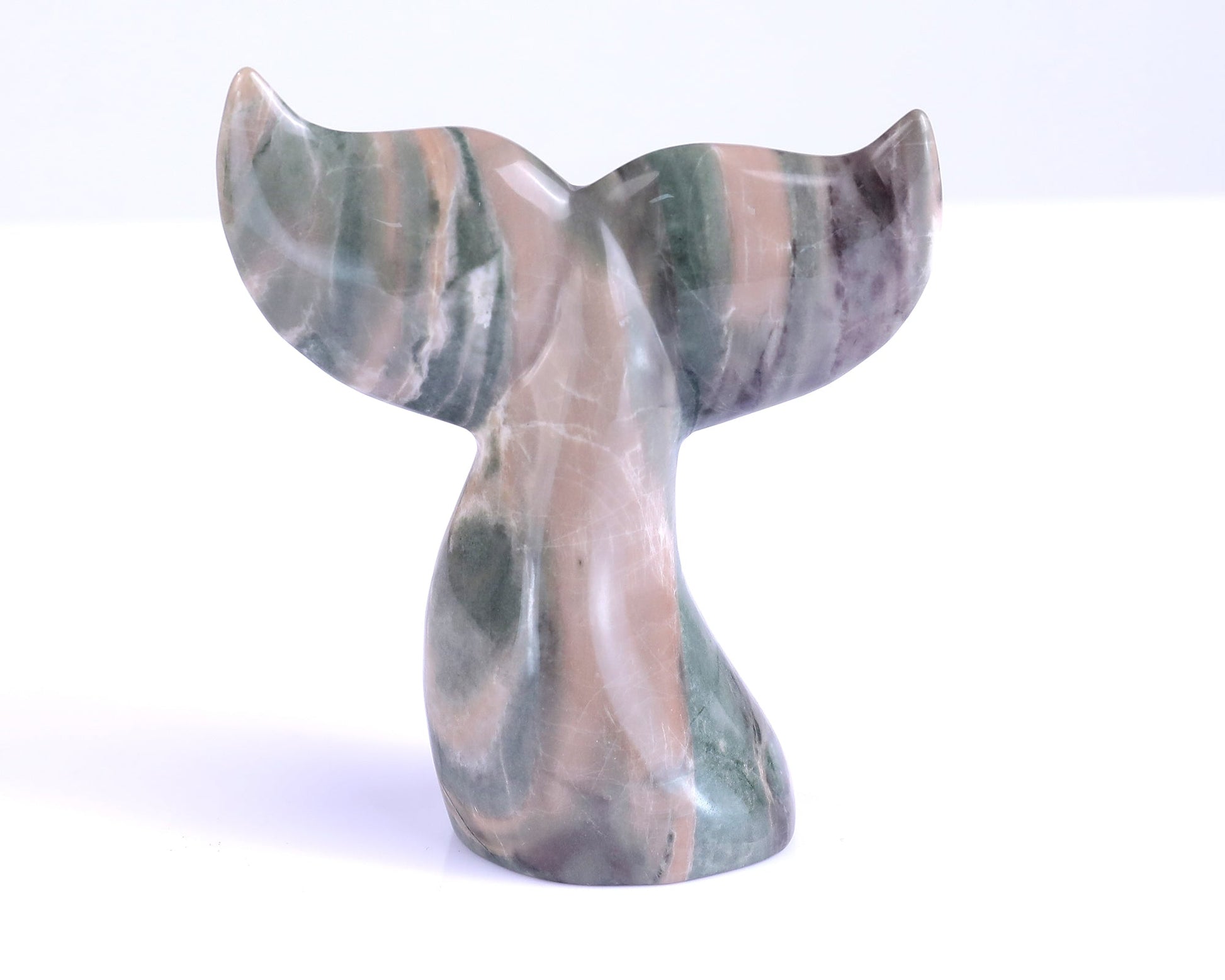 Nicedony 4.2" Blue Chalcedony Hand Carved Whale Tail Sculpture - View 10
